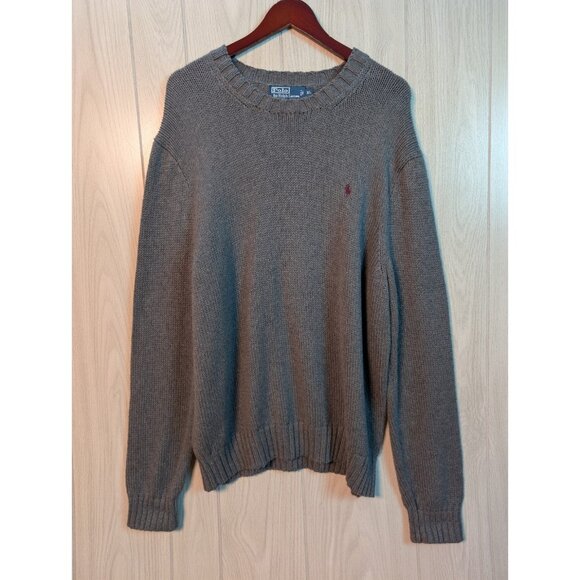 Polo Ralph Lauren Men’s Cotton Crew Neck Gray Sweater Size XL Preppy - Picture 1 of 6
